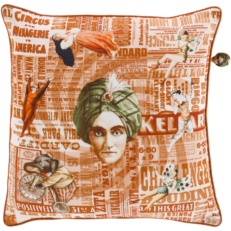 Mind Games Cotton Reversible Pillow Cover, Orange\Pink, 20" H x 20" W x 1" D