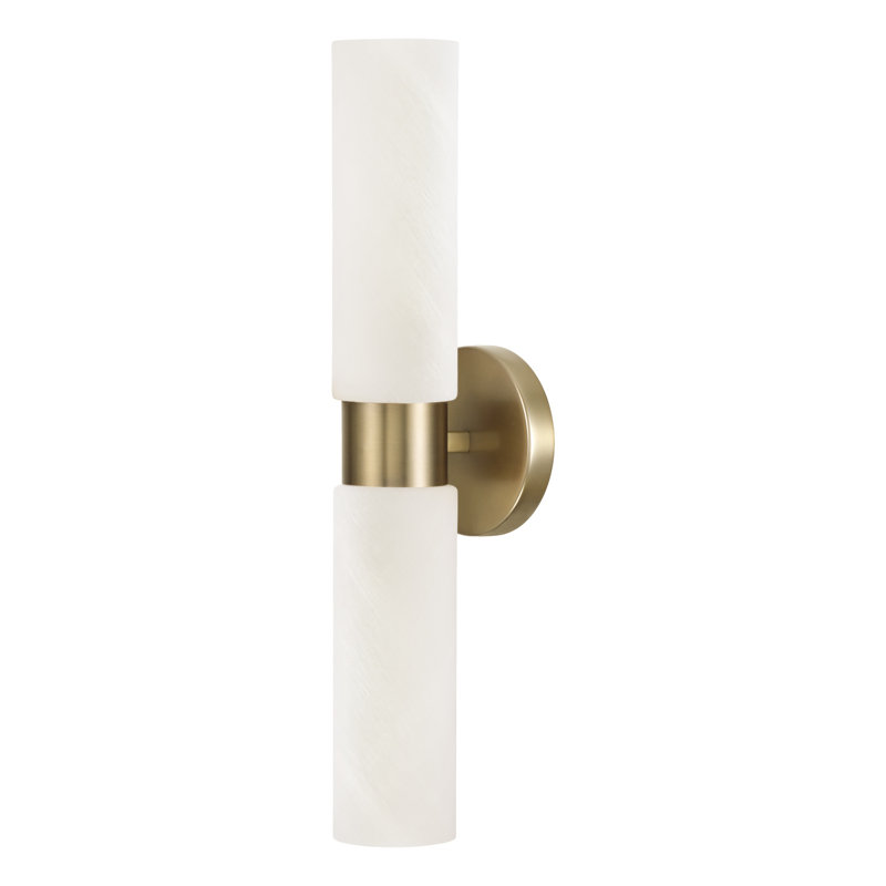 Alyssa Aged Brass 2-Light Wall Sconce with Faux Alabaster Glass