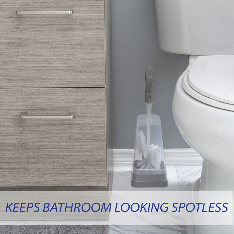 Clear Plastic Toilet Brush and Holder Set of 2