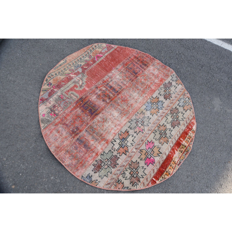 Tapis turcs, tapis rose Oushak, tapis rétro, tapis décoratifs 4,2 x 4,2 pi, tapis Boho, tapis marocain