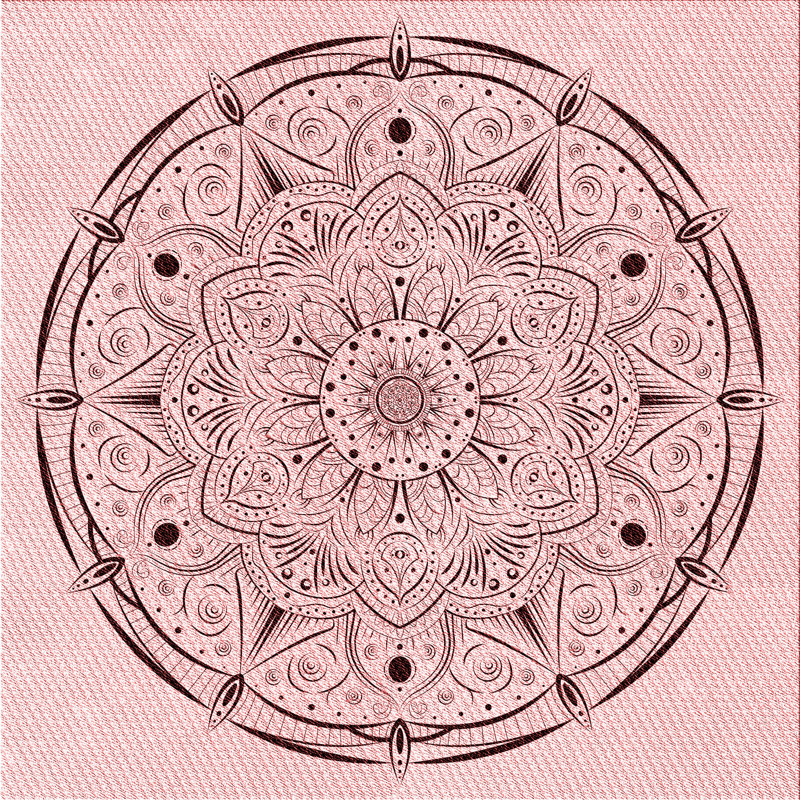 Tapis à motif oriental rose, Carré 8 pi