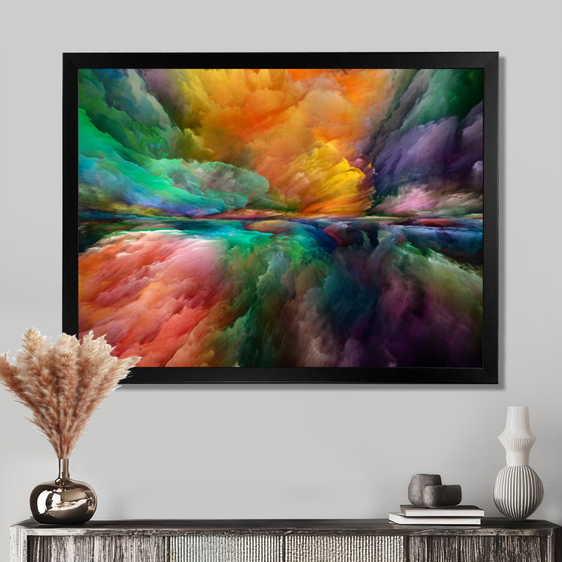 «Gerard Colorful and Dark Gradient Clouds», impression sur toile, H 34 po x l 44 po, Impression encadrée, Noir