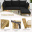 Akes 194 cm W L-Shaped Metal Patio Corner Sofa with Cushions-264060168