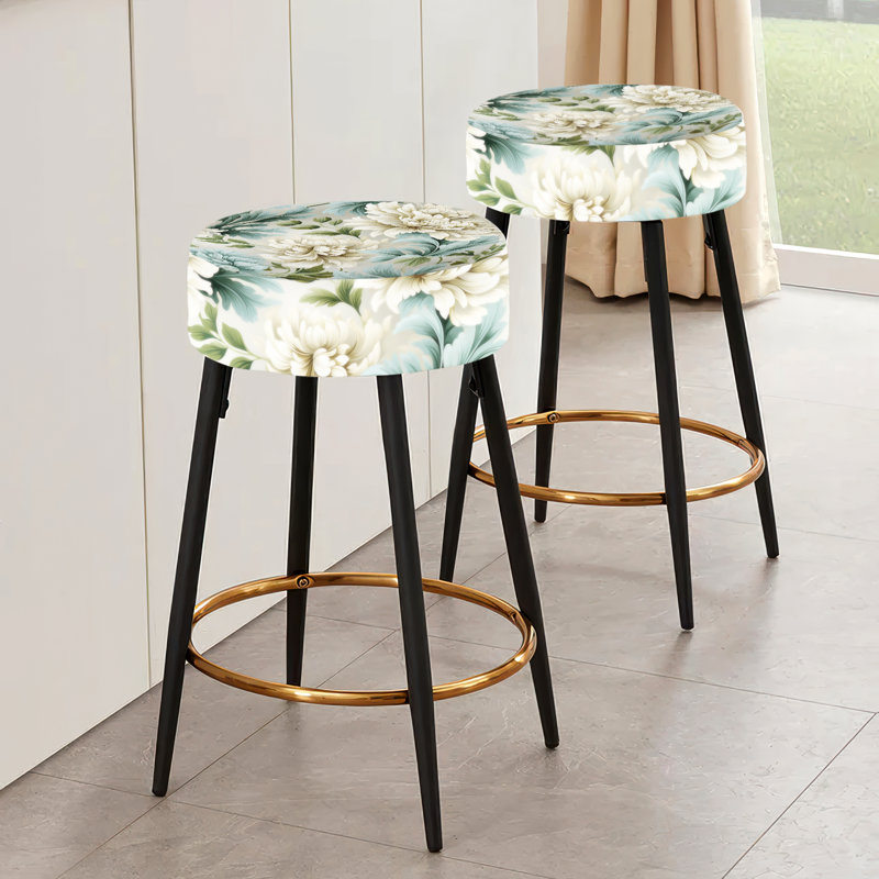 Petal Symphony Green Damask Harmony - Ensemble de 2 tabourets de bar en damas