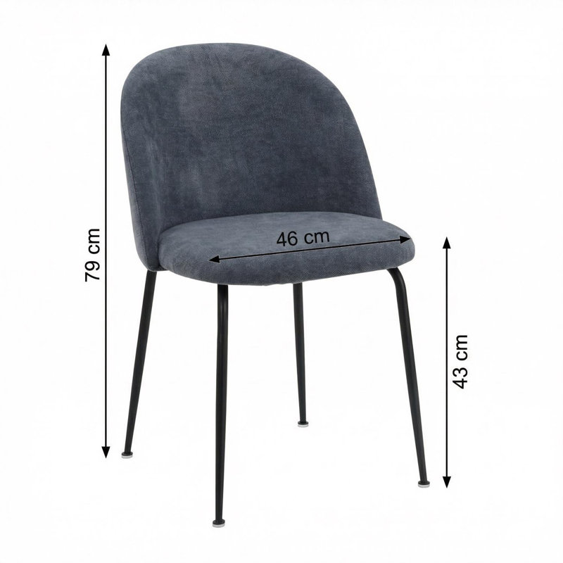 Fabric Upholstered Metal Side Chair, Navy