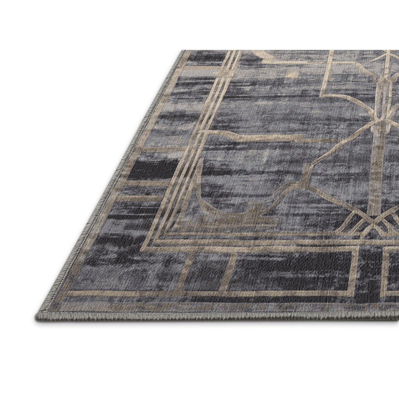 Tapis gris lavable à la machine, Rond 4 pi