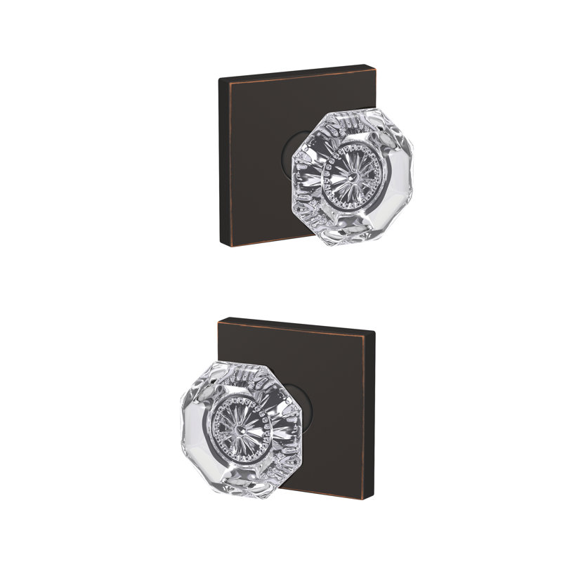 Alexandria Non-Turning Glass Knob with Collins Trim, Aged Bronze