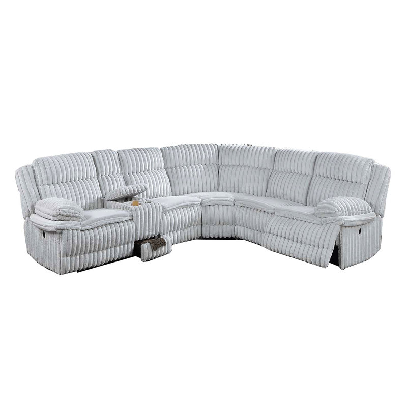 Canapé modulaire avec console porte-gobelet 3 pièces, Gris clair