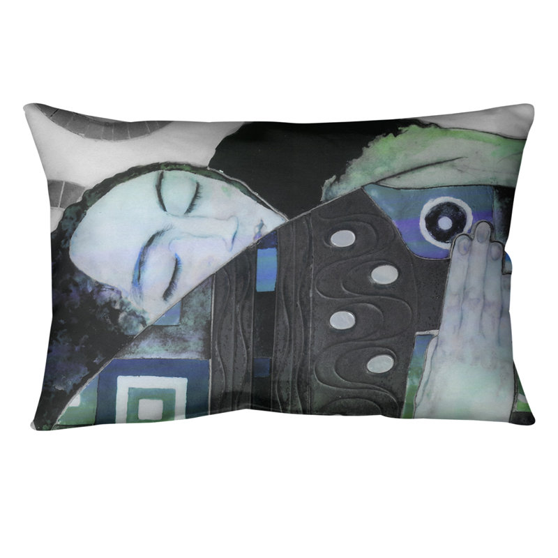 Gustav Klimt Reversible Throw Pillow, Down Alternative, Blue/Green Ombre, 20" x 14"