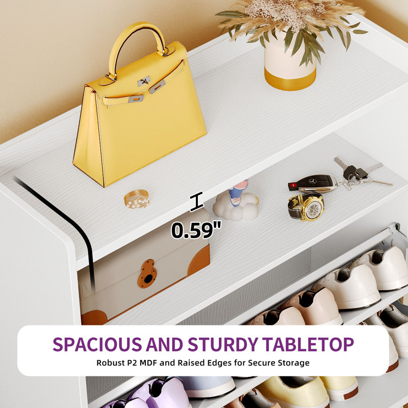 Armoire de rangement pour chaussures avec 2 tablettes de rangement Levastic