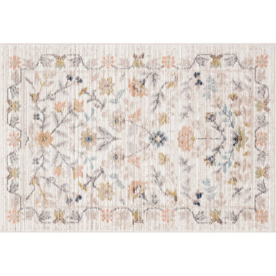 Gurpaige Traditional Oriental Cream Polyester Area Rug