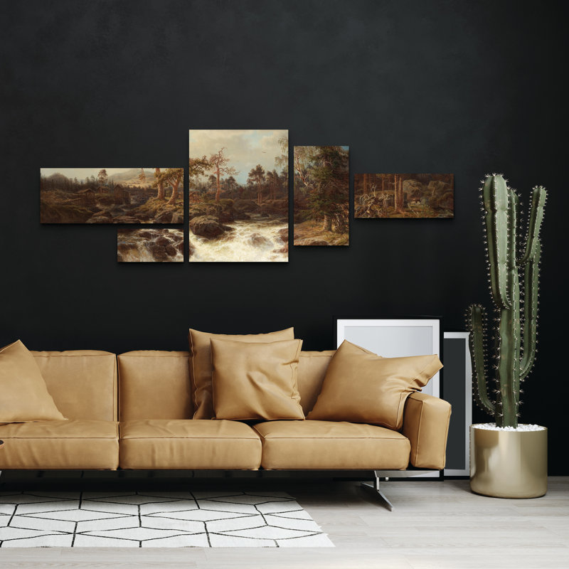 Ensemble de 5 panneaux d'art mural - Marcus Jules «Master 4», art mural sur toile pour le salon, la chambre à coucher ou le bureau 
