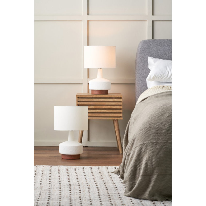 Elencourt Ceramic Table Lamp, Brown, White