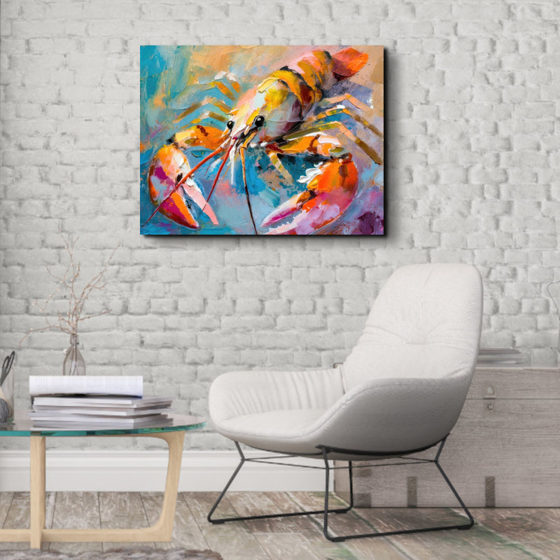 Homard sur toile par Stephen Chambers, reproduction, H 15 po x l 18 po x P 1,5 po