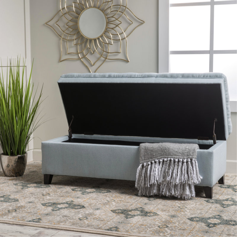 Blue Fabric With Storage Compartment - 50 In.D X 20.5 In.W 18.3 In.H Functional And Elegant Comfortable Seating, Light Blue