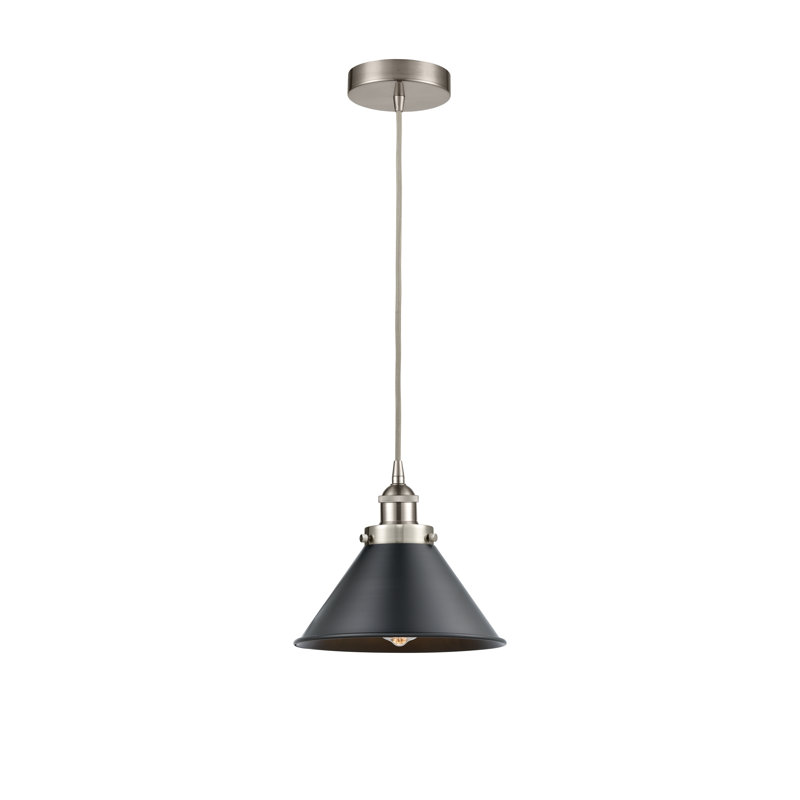 Luminaire suspendu conique à 1 lumière Robert, Nickel satiné brossé