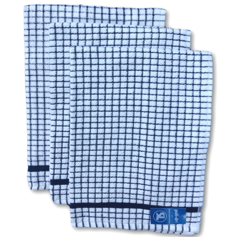 Cotton Checkered Waffle Dish Towel Kitchen Towel, Blue