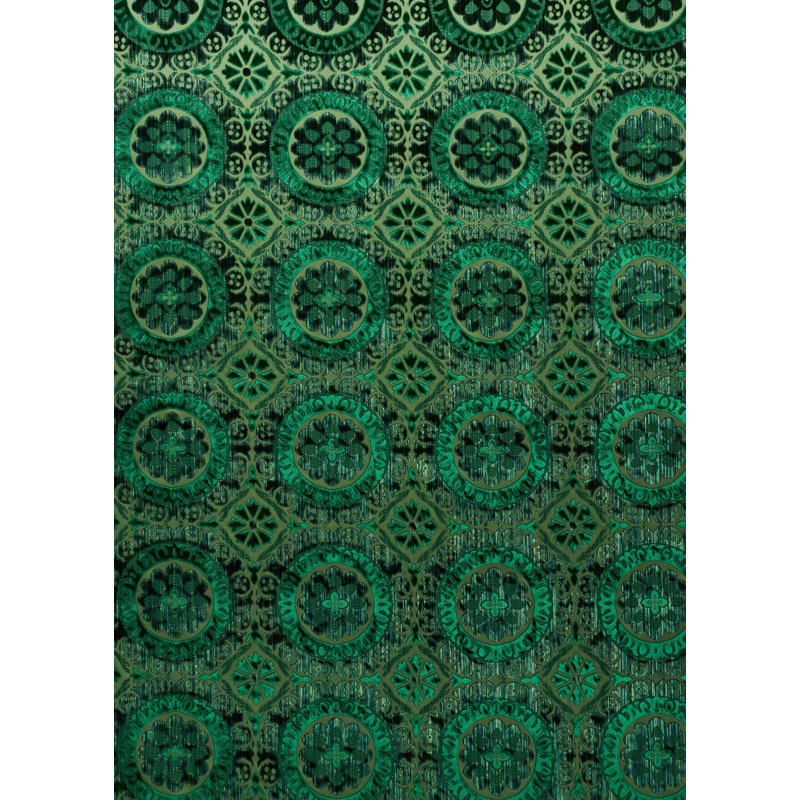 Suzani Strie Velvet Fabric, Emerald