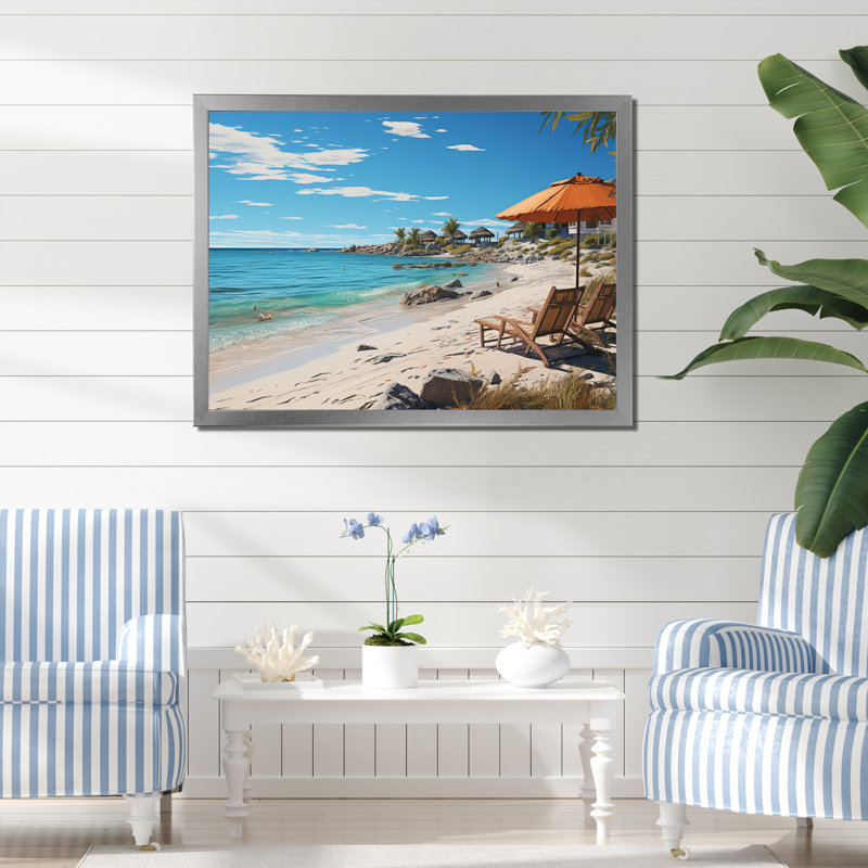 Allec Beach Tropical Vibes XXV sur toile, Cadre simple argenté, H 24 po x l 32 po x P 1 po
