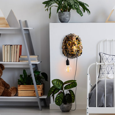 Lampe murale peinte à la main Hocroft, hauteur réglable, 11,4 po x 8,3 po x 13,8 po | 100% polyester, câble de 200 cm | Douille E27, 40 W maximum, IP20 | Conception unique avec des variations de couleurs, parfaite pour le décor du salon et de la chamb