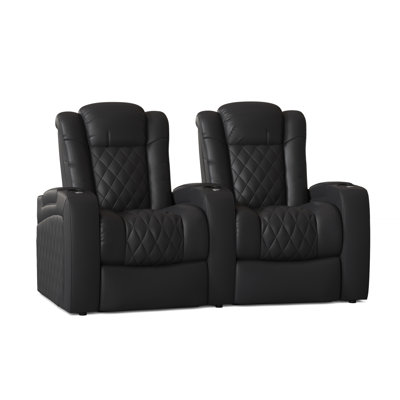 Upholstered Power Reclining Home Theater Seating with Cup Holder