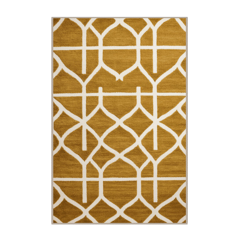 Tapis brun treillis lavable à la machine, Rectangle 4pi x 6 pi