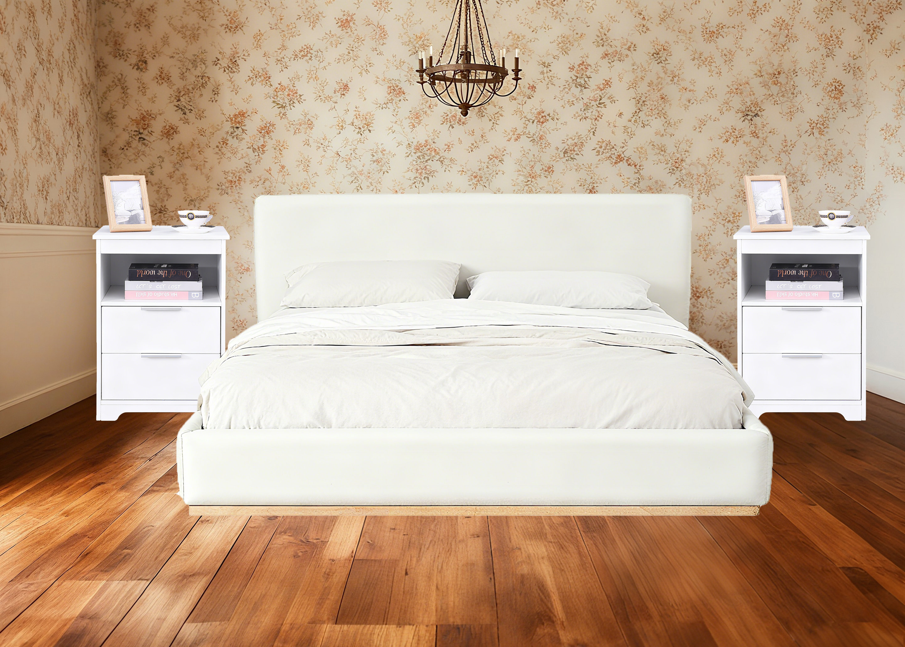 Ebern Designs 3-Pieces Queen Velvet Bed set with Charging Station ...
