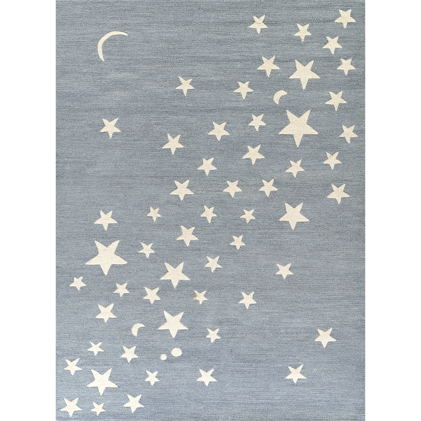 Lola Blue Moon Star Hand-Tufted Wool Rug, Rectangle 5' x 7'6"