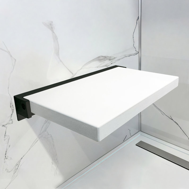  Preston Flip-Up Shower Seat 20" W x 14" D White and Matte Black