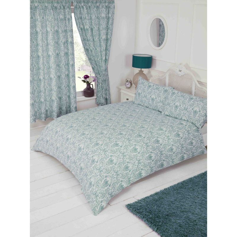 ANNETTE Mariano Pencil Pleat Semi Sheer Curtains, Duck Egg