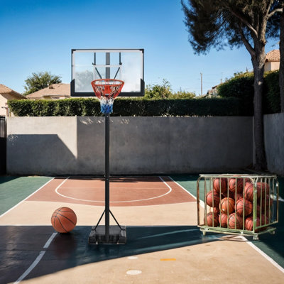 Harmony Edge Adjustable Height 43.31'' W Rust Resistant Metal Portable Full-Size Basketball Hoop with Breakaway Rim