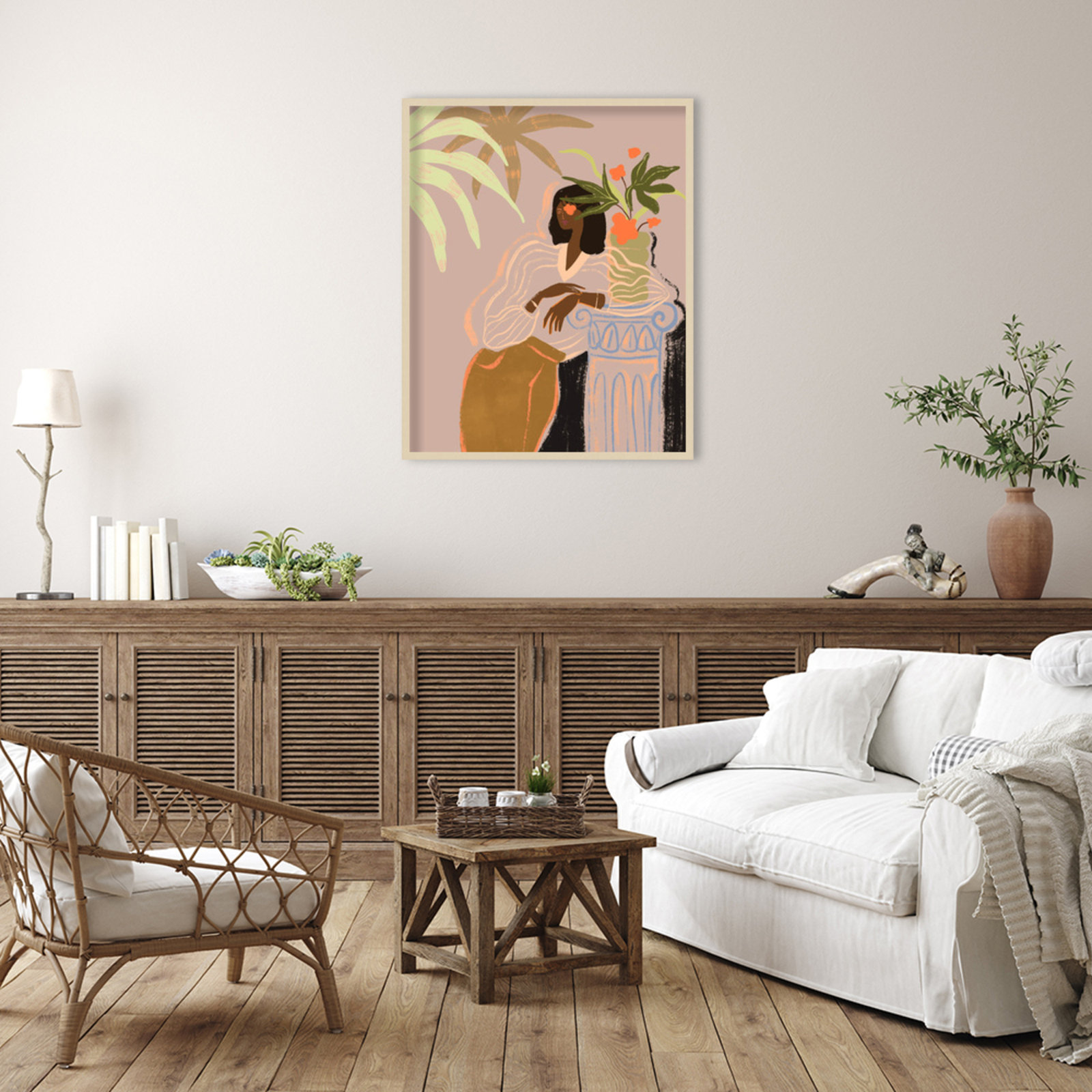 Prudence "Lady in Waiting" Print, Brown, 41" H x 33" W