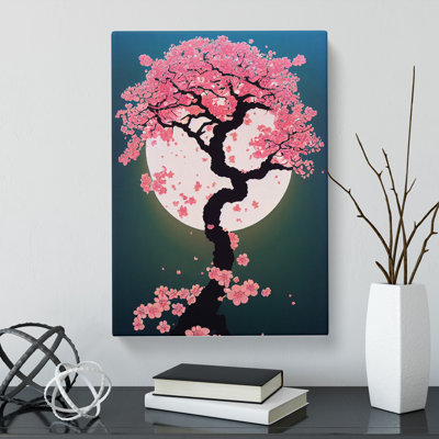 Cherry Blossom Tree Moon - Wrapped Canvas