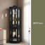 Vitrine de coin lumineuse avec portes et tablettes en verre trempé - rangement élégant en chêne pour le salon-759449016