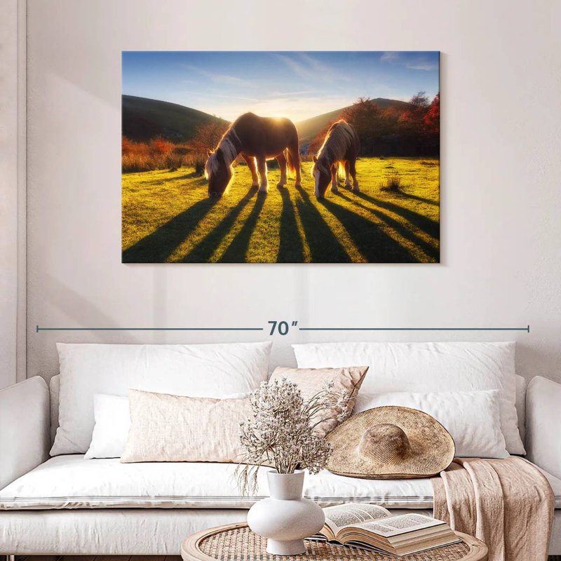 Crowle Sunset Horses, 30" H x 45" W