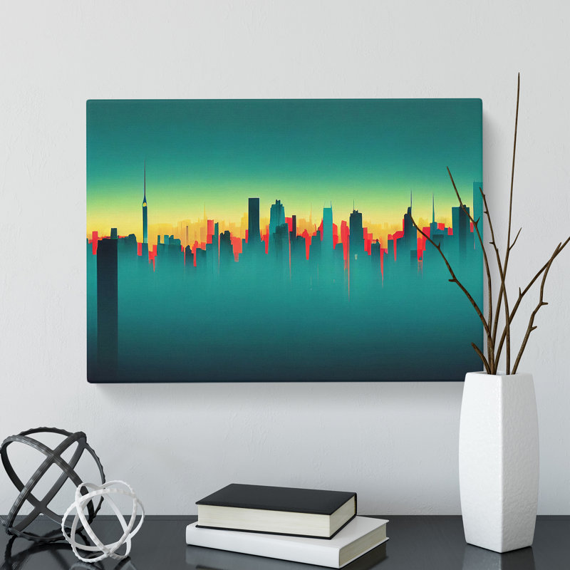 Enlightened Skyscraper Skyline - Wrapped Canvas, 35cm H x 50cm W x 3cm D