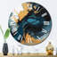 Horloge murale bleu foncé et doré-93380756