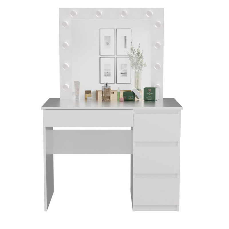 Byson Dressing Table with Mirror, White