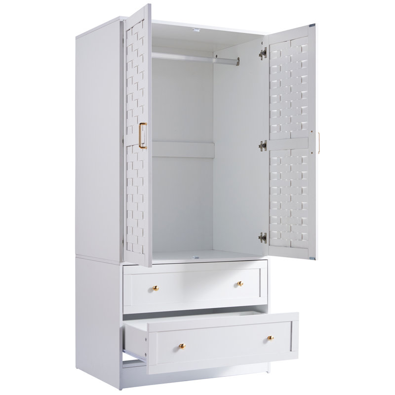 Armoire en bois manufacturé Romond, Blanc