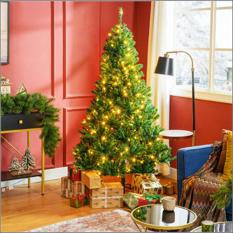 Sapin de Noël artificiel de 6 pi avec branches réalistes, 250 lumières DEL blanc chaud et 1000 pointes, vert