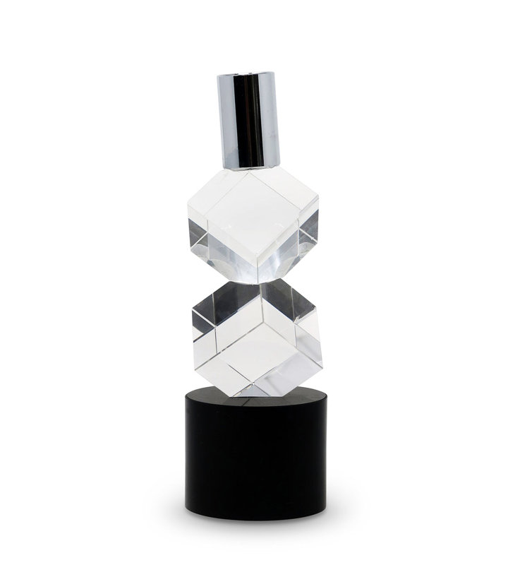 Bougeoir en cristal diagonal H 7,5 po, H 7,5 po x l 2,5 po x P 2,5 po