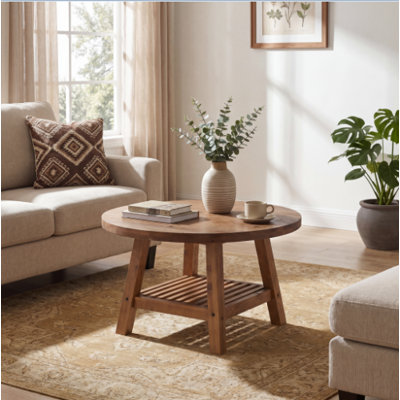Table basse ronde en bois massif