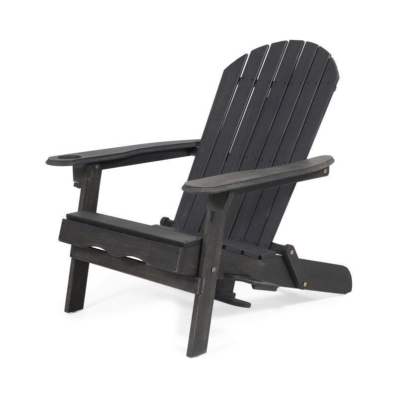 Mccombs Acacia Foldable Outdoor Adirondack Chair, Dark Gray