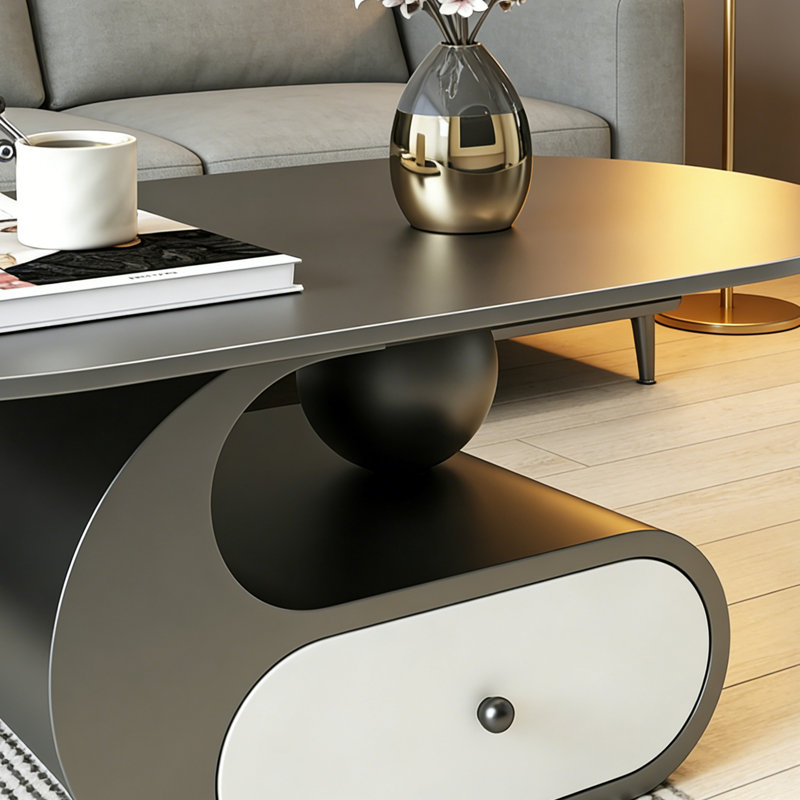 1 table basse simple avec rangement, Noir, H 15,74 po x L 51,18 po x l 27,55 po