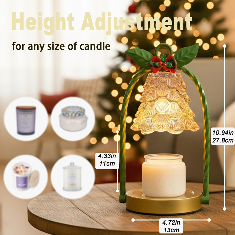 Candle Warmer Lamp With Timer Dimmable, Home Decor, Adjustable Height Light Candle Warmer For Jar Candle.(Green&Gold)