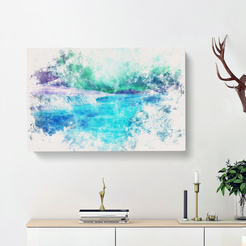 Aurora Borealis At Night - Wrapped Canvas Print, 50cm H x 76cm W x 3cm D