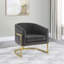 Fauteuil demi-tonneau capitonné gris foncé et doré