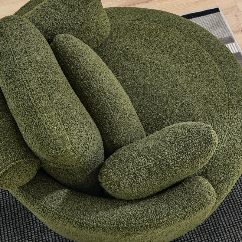 Fabric Upholstered Club Chair with Wood Legs, Green