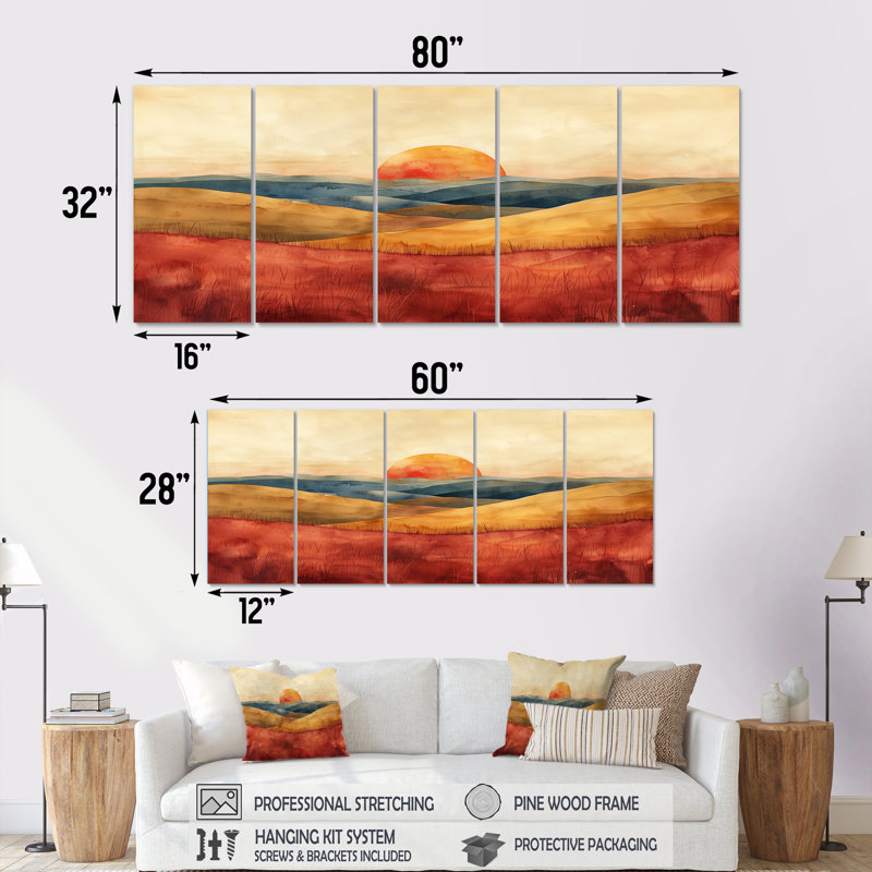 Claytor - Ensemble de décoration murale campagne, H 32 po x l 80 po