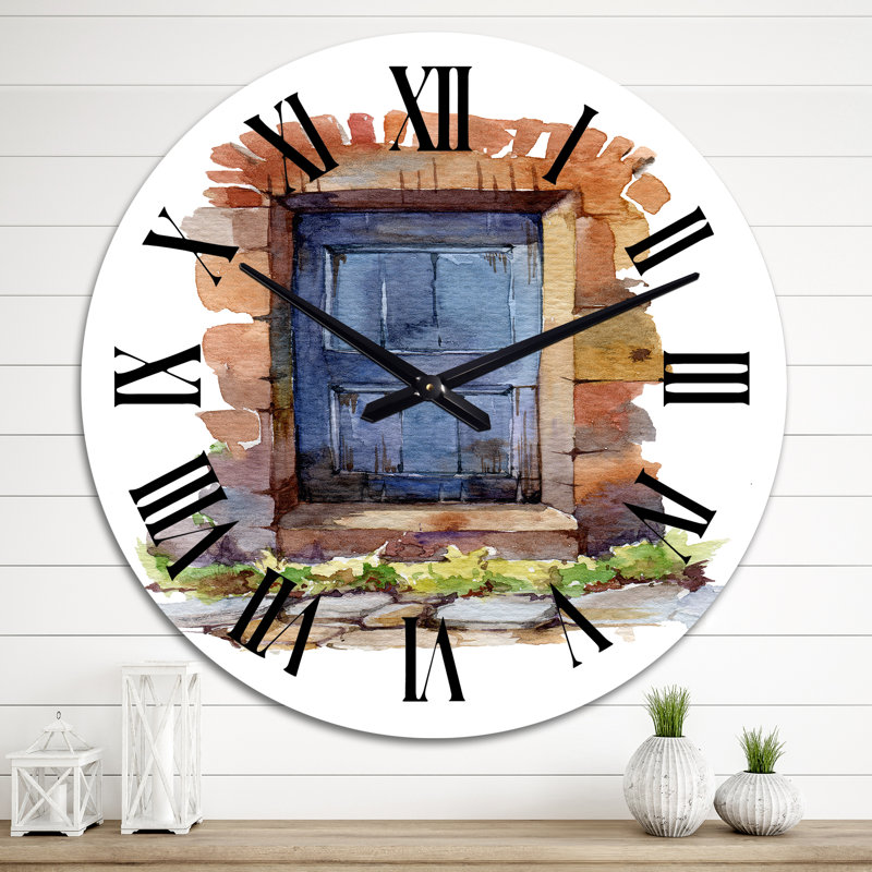 Horloge murale rétro Old Blue Door, Moyen
